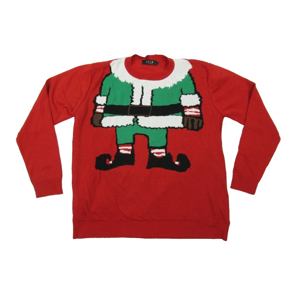 SSLR Men's Christmas Elf Sweater Ugly Holiday Size L